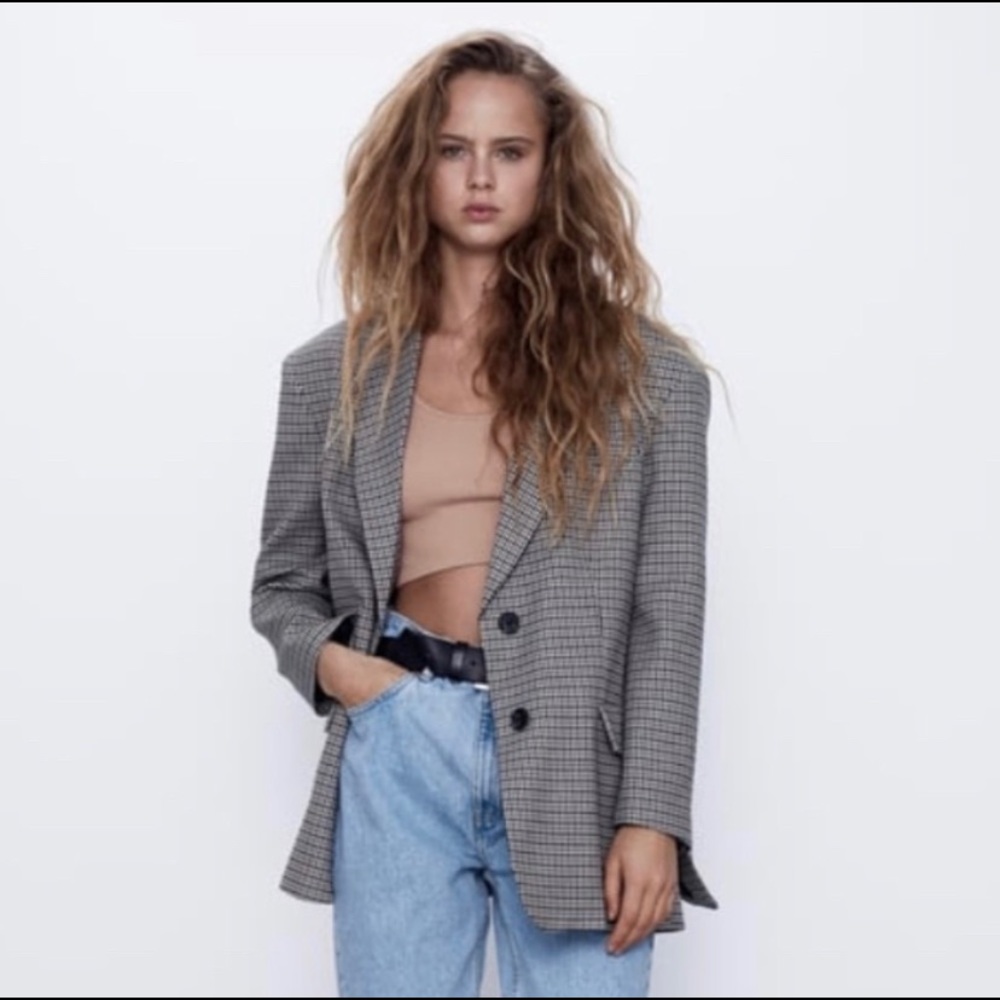Zara Oversized Checkered Blazer